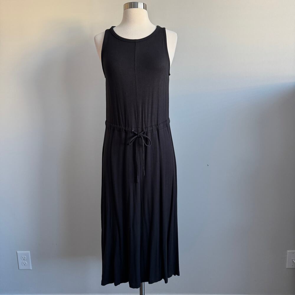 The Limited Signature Midi Dress Hi-Lo Sleeveless Drawstring Waist M Black NWT